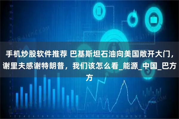 手机炒股软件推荐 巴基斯坦石油向美国敞开大门，谢里夫感谢特朗普，我们该怎么看_能源_中国_巴方